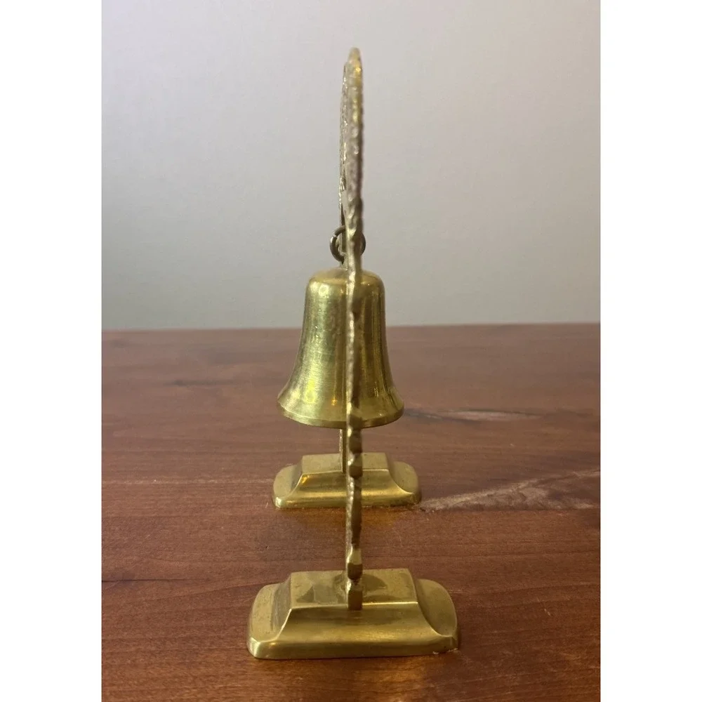 VINTAGE BRASS BELL & MALLOT Asian DRAGON STAND GREAT BELL TONE 7
